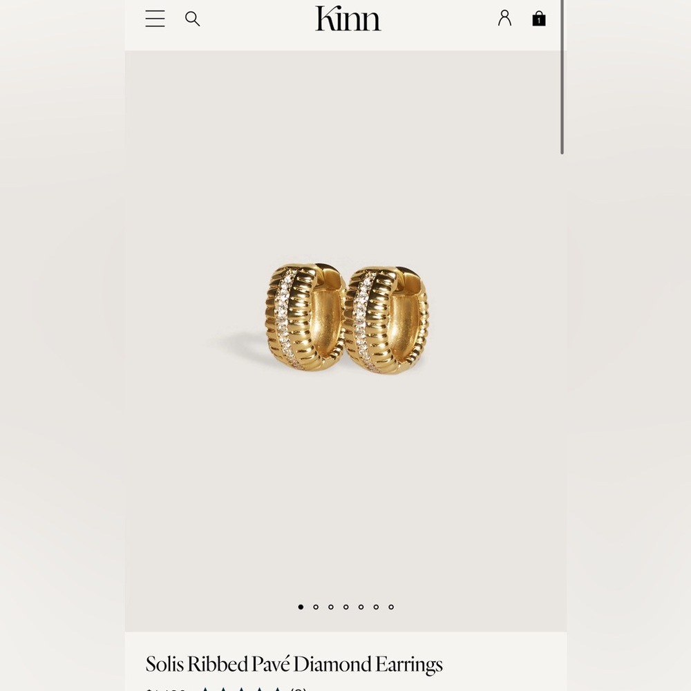 Ribbed Pavé Diamond Hoop Earrings in Gold by Kinn